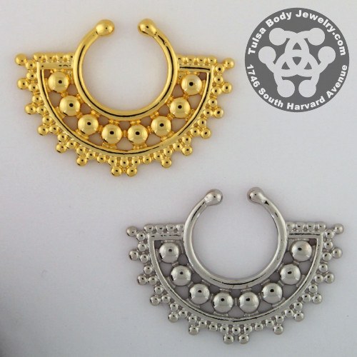 Divine Filigree Non-Piercing Septum Ring Fake Septum one-size-fits-all Gold Plated