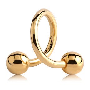 16g Gold Spiral Barbell Spiral Barbells 16g - 1/4" diameter (6mm) - 3mm balls Gold