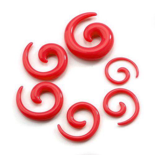 Red Acrylic Spirals Plugs 12 gauge (2mm) Red