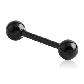 14g Black Straight Barbell Straight Barbells 14g - 1/4" long (6mm) - 3mm balls Black