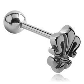 Fleur-de-lis Stainless Tongue Barbell Tongue 14g - 5/8" long (16mm) Stainless Steel