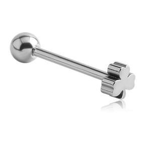 Mini Shamrock Stainless Tongue Barbell Tongue 14g - 5/8" long (16mm) Stainless Steel