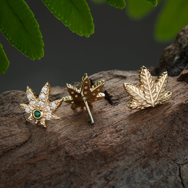 Maple Leaf 14k Threadless End Replacement Parts  