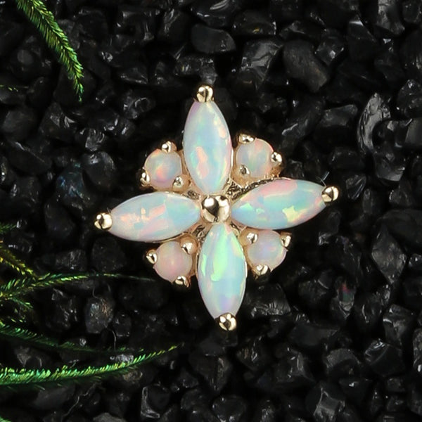 Marquise Opal Flower 14k Threadless End Replacement Parts 7.7mm x 7.7mm Yellow 14k Gold