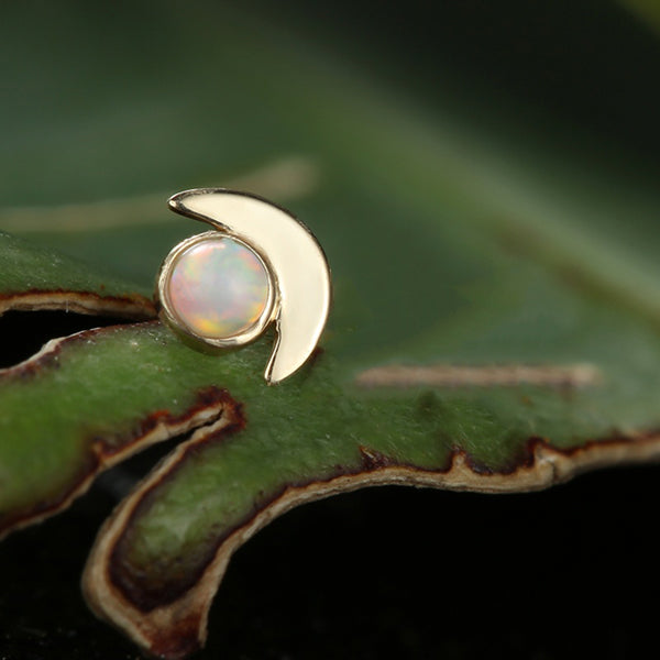 Moon and Opal Bezel 14k Threadless End Replacement Parts  