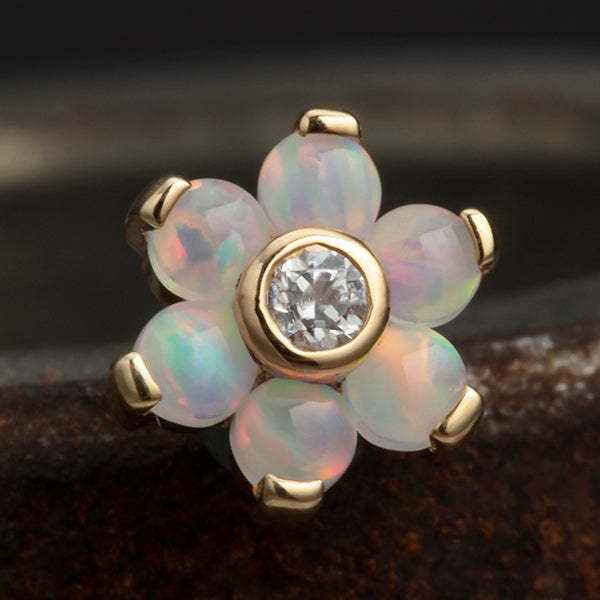 Opal and CZ Flower 14k Threadless End Replacement Parts  