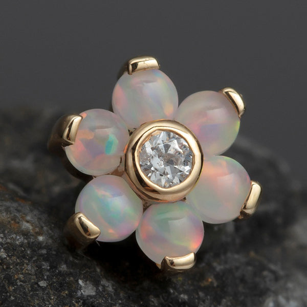 Opal and CZ Flower 14k Threadless End Replacement Parts  