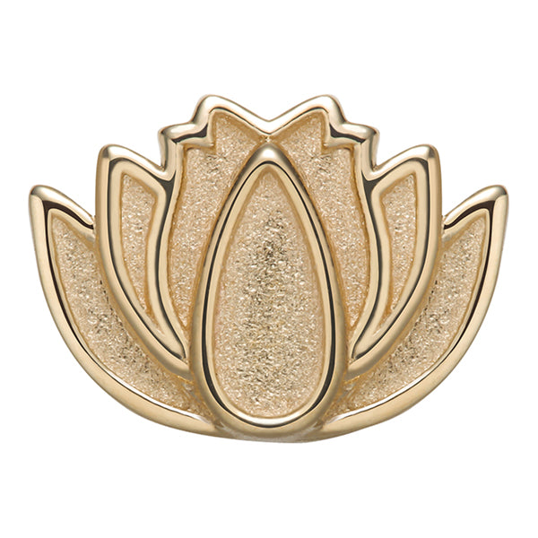Sandblasted Lotus Flower 14k Threadless End Replacement Parts 8.1mm x 6.0mm Yellow 14k Gold