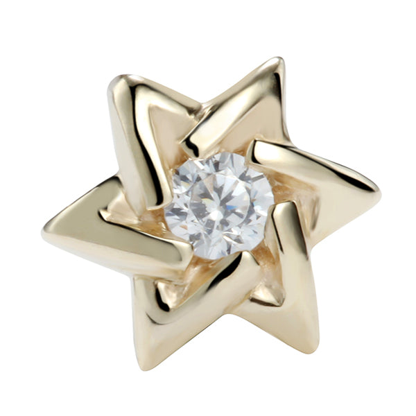 Gemmed Star of David 14k Threadless End Threadless Ends 6.5mm x 6.5mm diameter Yellow 14k Gold