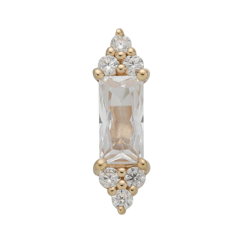 Baguette and Trinity CZ 14k Threadless End | Tulsa Body Jewelry