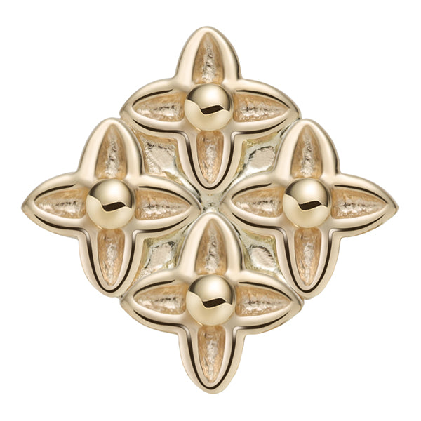 Quad Flower 14k Threadless End Threadless Ends 8.1mm x 8.1mm diameter Yellow 14k Gold