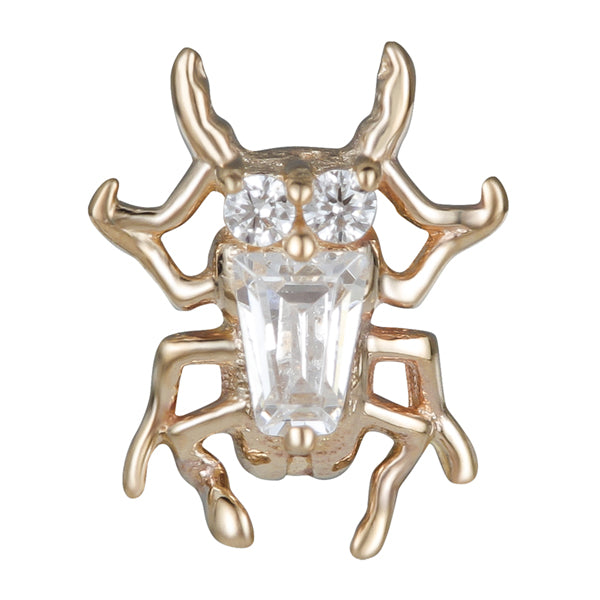 Gemmed Beetle 14k Threadless End Threadless Ends 6mm x 4.6mm diameter Yellow 14k Gold