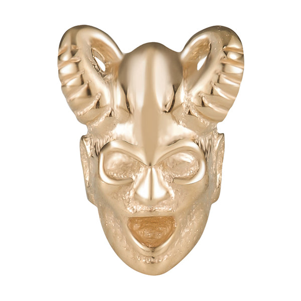 Horned Man 14k Threadless End Threadless Ends 6mm x 4.5mm diameter Yellow 14k Gold