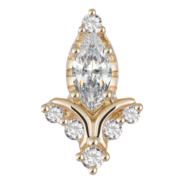 Marquise Bud 14k Threadless End Threadless Ends 6.6mm x 4mm diameter Yellow 14k Gold