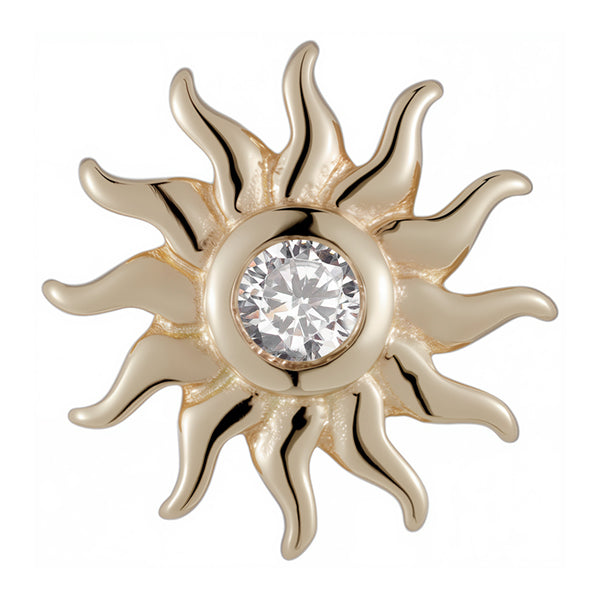 Gemmed Sunburst 14k Threadless End Threadless Ends 5.3mm x 5.3mm diameter Yellow 14k Gold