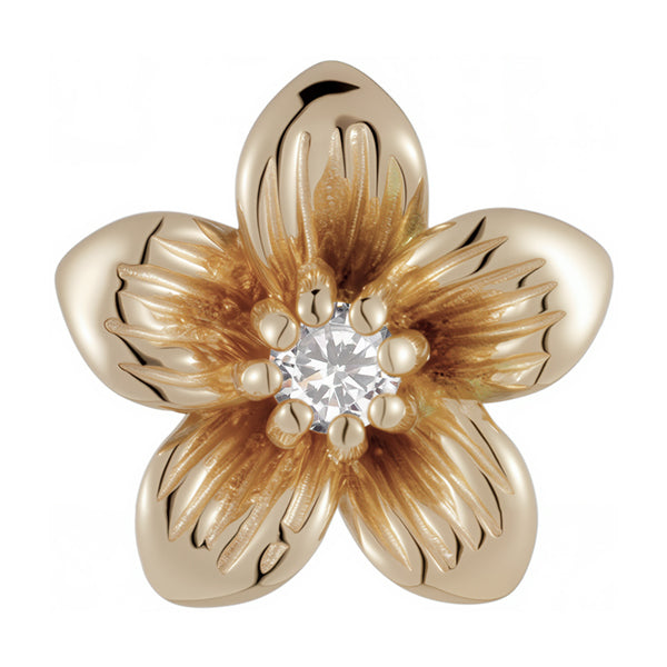 Gemmed Flower 14k Threadless End Threadless Ends 5.2mm x 5.2mm diameter Yellow 14k Gold