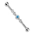 14g Triple Round CZ Chain Industrial Barbell Industrial Barbells 14g - 1-1/2" long (38mm) - 5mm balls Clear/Aqua CZ