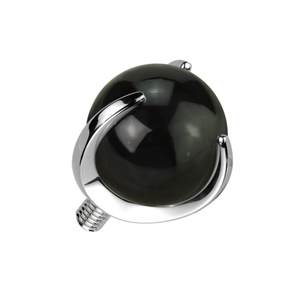 14g Black Onyx Ball 3-Prong Titanium End Dermals 14g - 5mm diameter High Polish (silver)