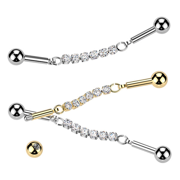 14g CZ Chain Industrial Barbell Industrial Barbells