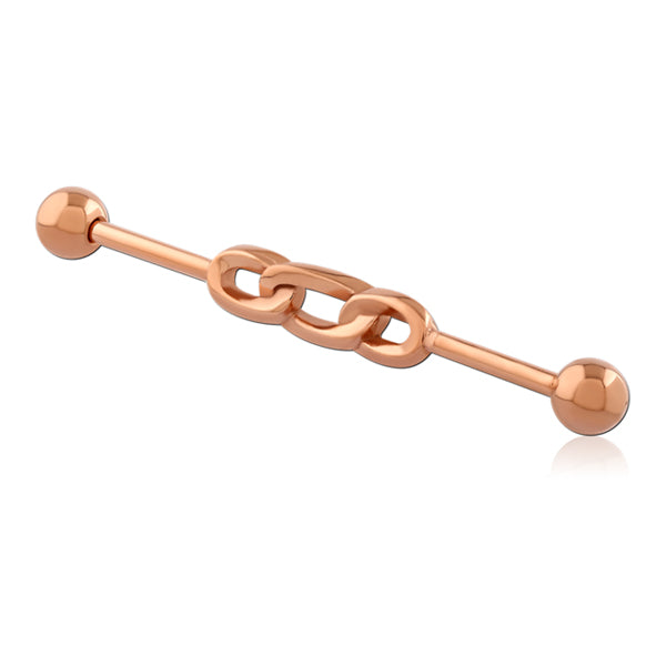14g Chainlink Rose Gold Industrial Barbell Industrials 14g - 1-1/2" long (38mm) - 5mm balls Rose Gold