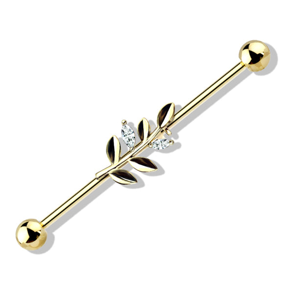 14g CZ Leaf Industrial Barbell Industrial Barbells 14g - 1-1/2