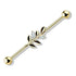 14g CZ Leaf Industrial Barbell Industrial Barbells 14g - 1-1/2" long (38mm) - 5mm balls Clear CZ