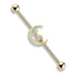 14g CZ Paved Moon Industrial Barbell Industrial Barbells 14g - 1-1/2" long (38mm) - 5mm balls Clear CZ