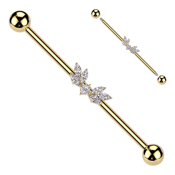 14g Marquise CZ Wings Industrial Barbell Industrial Barbells 14g - 1-1/2