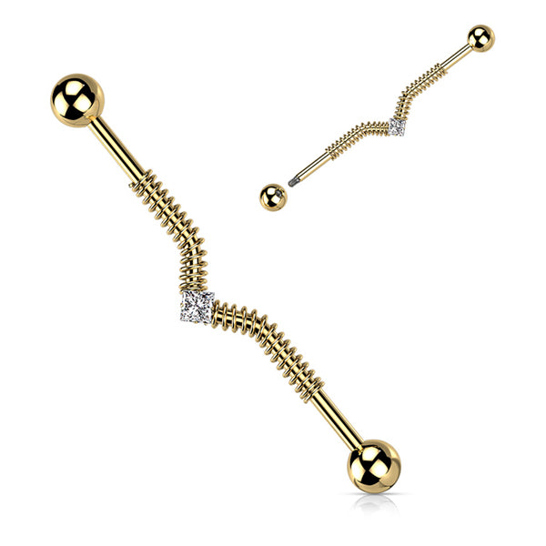 14g Spring Coil CZ Industrial Barbell Industrial Barbells 14g - 1-1/2