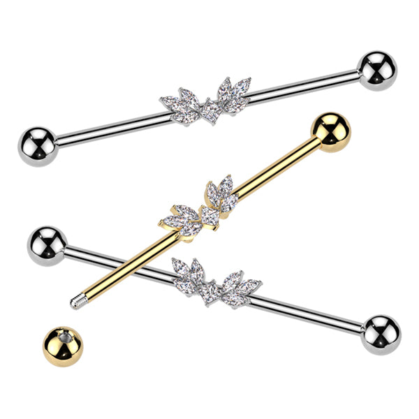 14g Marquise CZ Wings Industrial Barbell Industrial Barbells