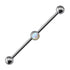 14g Opal Center Titanium Industrial Barbell Industrial Barbells 14g - 1-1/2" long (38mm) - 5mm balls White Opal