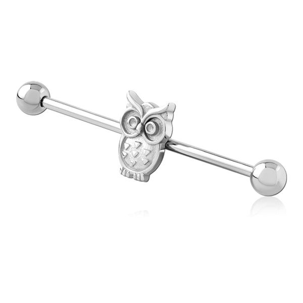 14g Owl Stainless Industrial Barbell Industrials 14g - 1-1/2" long (38mm) - 5mm balls Stainless Steel