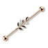 14g CZ Leaf Industrial Barbell Industrial Barbells 14g - 1-1/2" long (38mm) - 5mm balls Clear CZ