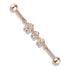 14g Triple Flower Chain Industrial Barbell Industrial Barbells 14g - 1-1/2" long (38mm) - 5mm balls Clear CZ