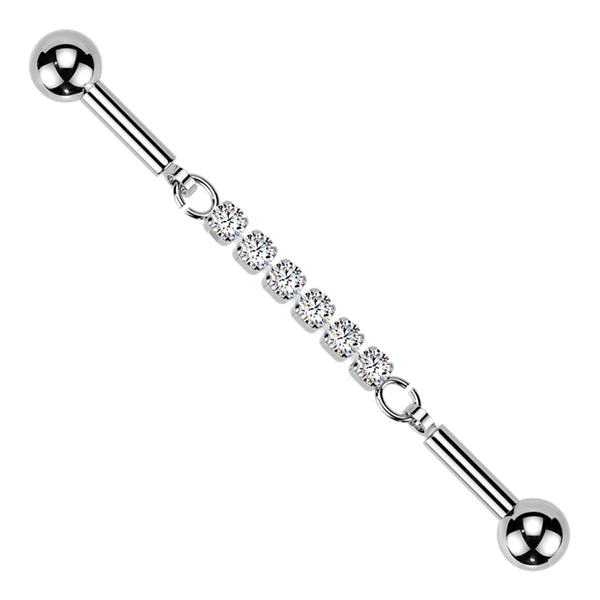 14g CZ Chain Industrial Barbell Industrial Barbells 14g - 1-1/2