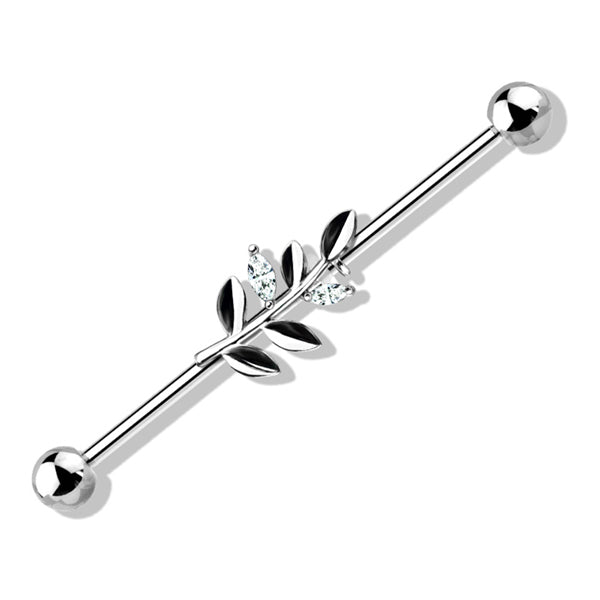 14g CZ Leaf Industrial Barbell Industrial Barbells 14g - 1-1/2