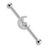 14g CZ Paved Moon Industrial Barbell Industrial Barbells 14g - 1-1/2" long (38mm) - 5mm balls Clear CZ