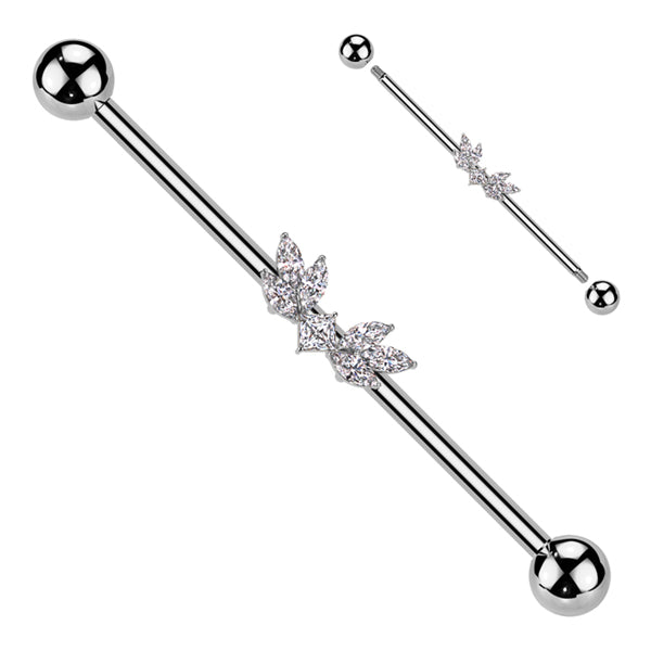 14g Marquise CZ Wings Industrial Barbell Industrial Barbells 14g - 1-1/2