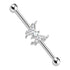 14g Paved CZ Butterfly Industrial Barbell Industrial Barbells 14g - 1-1/2" long (38mm) - 5mm balls Clear CZ