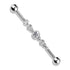 14g Triple Round CZ Chain Industrial Barbell Industrial Barbells 14g - 1-1/2" long (38mm) - 5mm balls Clear CZ