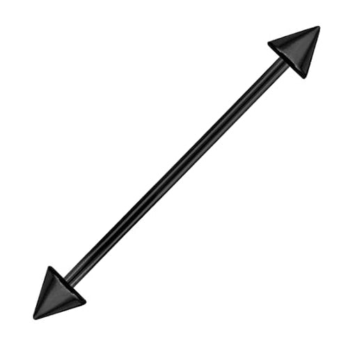 16g Spiked Black Stainless Industrial Barbell Industrial Barbells 16g - 1-1/4" long (32mm) - 4x4mm cones Black Stainless