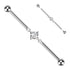 14g Square & Round CZs Titanium Industrial Barbell Industrial Barbells 14g - 1-1/2" long (38mm) - 4mm balls Clear CZ