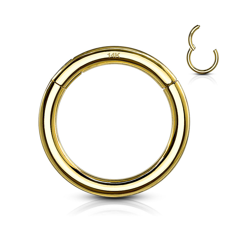 18g Yellow 14k Gold Hinged Segment Ring Hinged Rings 18g - 1/4" diameter (6mm) 14k Yellow Gold