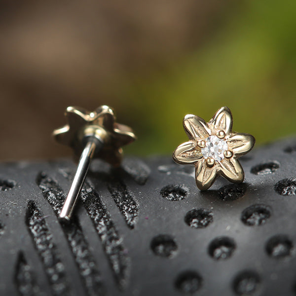 CZ Center Flower 14k Threadless End Replacement Parts  