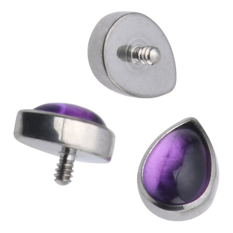 16g Amethyst Teardrop Titanium End Replacement Parts 16g - 3.6x4.7mm High Polish (silver)