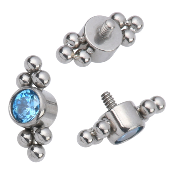 16g Ball Trio CZ Titanium End Replacement Parts 16 gauge - 3x7.5mm Aqua CZ