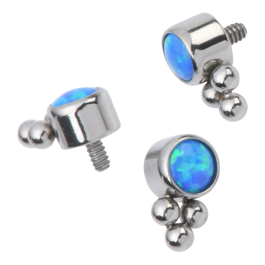 16g Ball Trio Opal Titanium End Replacement Parts 16 gauge - 3x5.2mm Blue Opal