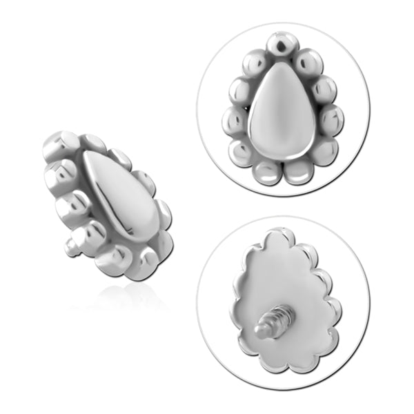 16g Beaded Teardrop Stainless End Internal Ends 16 gauge - 4x5mm Stainless Steel