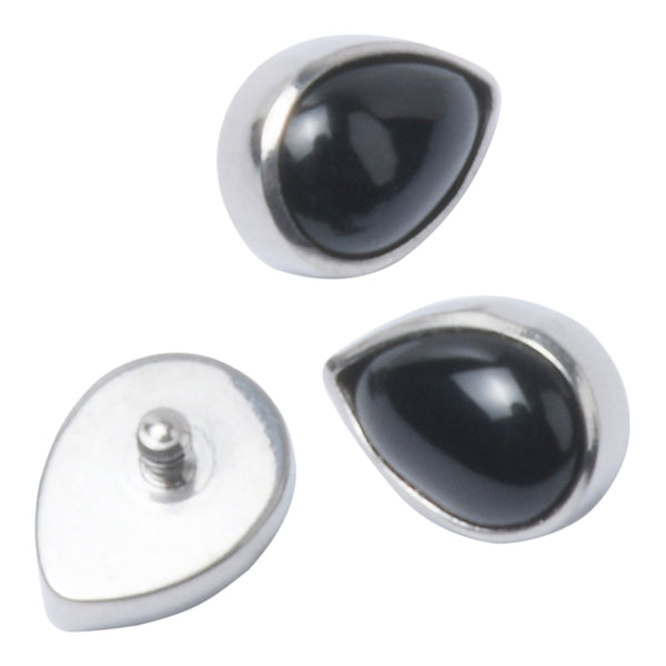 16g Black Onyx Teardrop Titanium End Replacement Parts 16g - 3.6x4.7mm High Polish (silver)