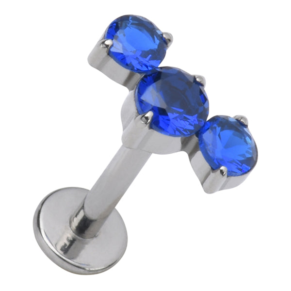 16g CZ 3-Crown Diamond Titanium Labret Labrets 16g - 1/4